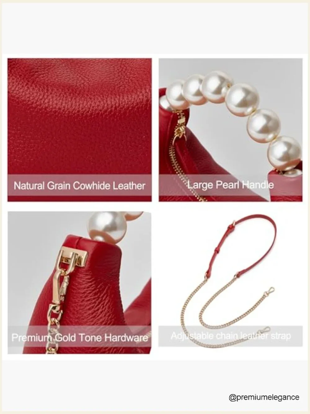 Top Handle Clutch Purse with Removable Chain Strap, Genuine Leather Evening Bag